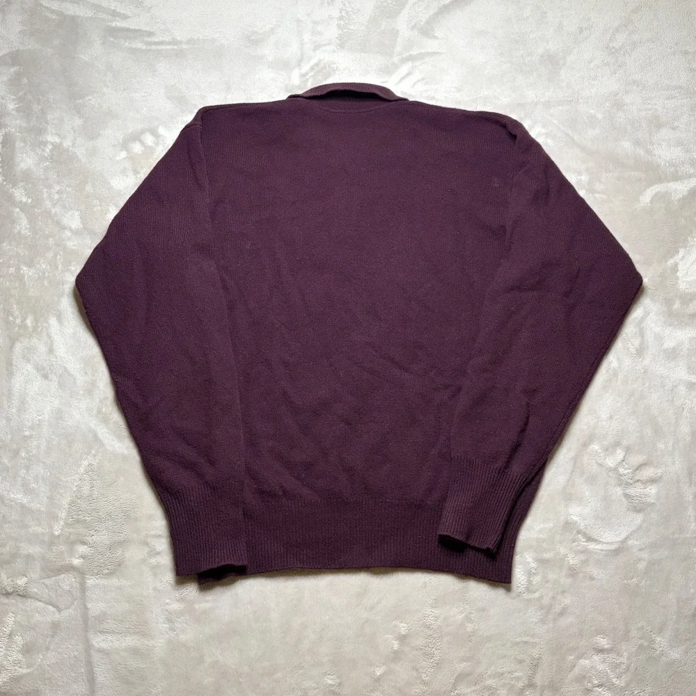 Vtg Polo Ralph Lauren 100% Lambs Wool Collared Sweater Mens M Maroon Preppy